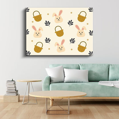 Sevimli Desenler - Minimalist Tavşan İllüstrasyonu Kanvas Tablo