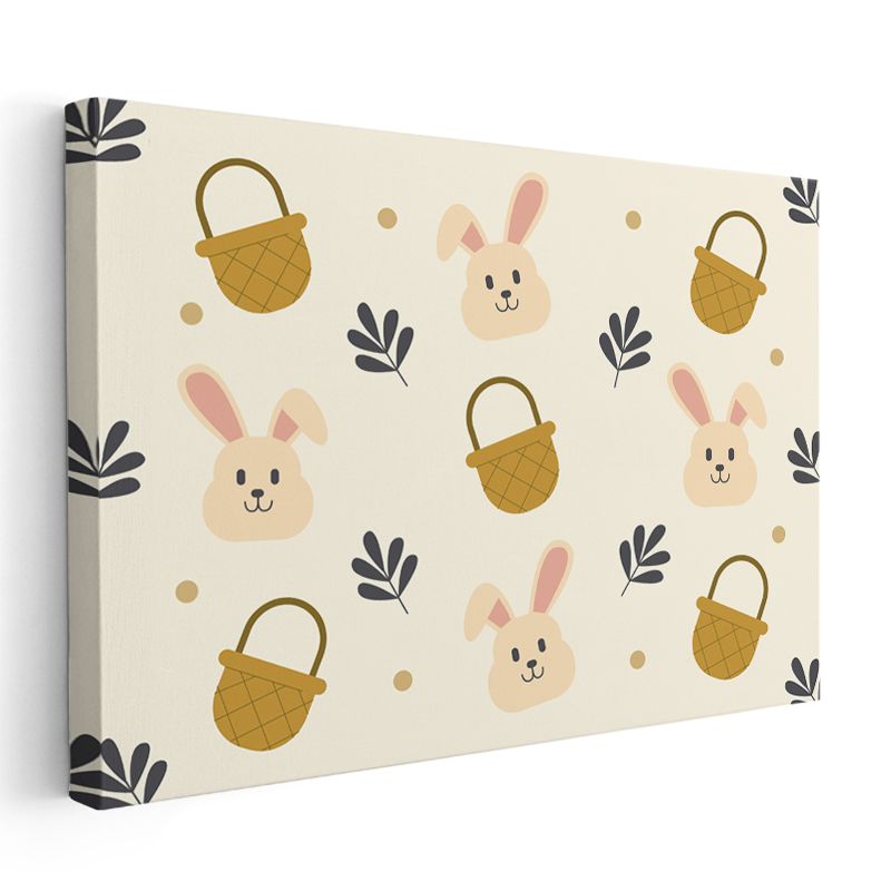 Sevimli Desenler - Minimalist Tavşan İllüstrasyonu Kanvas Tablo
