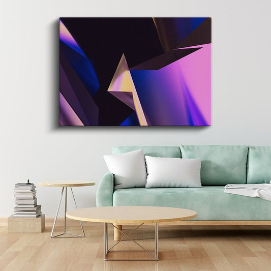 Geometrik Işık - Mor ve Mavi Tonlarda Soyut Kanvas Tablo