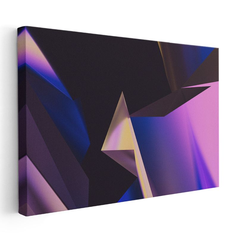 Geometrik Işık - Mor ve Mavi Tonlarda Soyut Kanvas Tablo