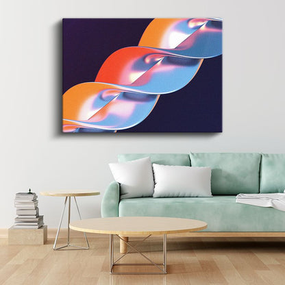Spiral Dalga - Mavi Turuncu Akışkan Formlar Kanvas Tablo
