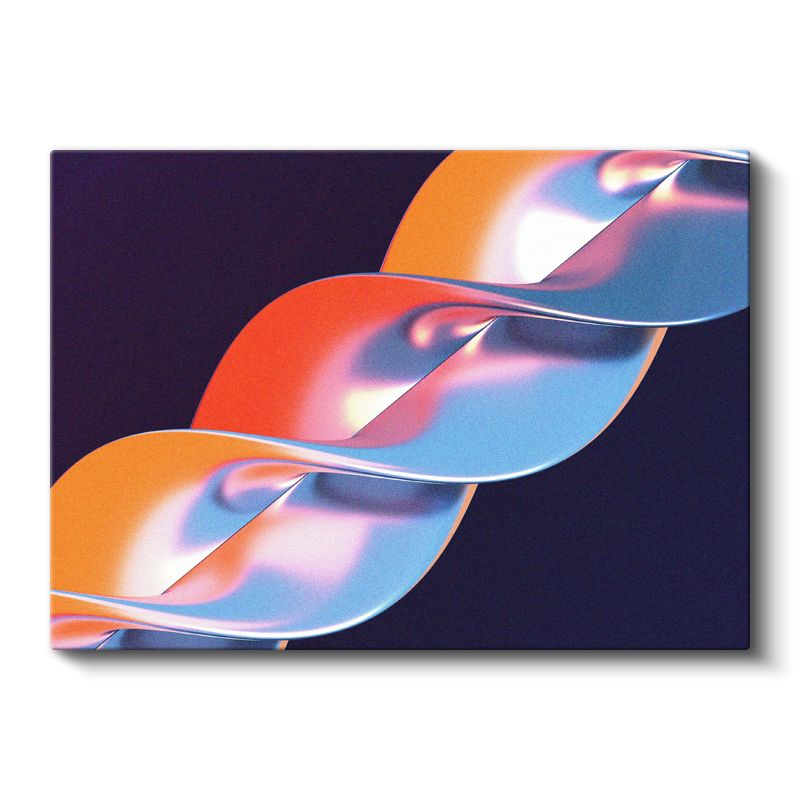 Spiral Dalga - Mavi Turuncu Akışkan Formlar Kanvas Tablo