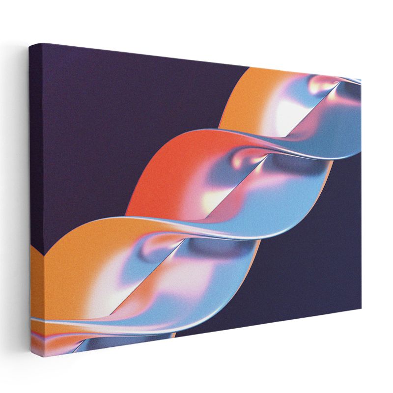 Spiral Dalga - Mavi Turuncu Akışkan Formlar Kanvas Tablo