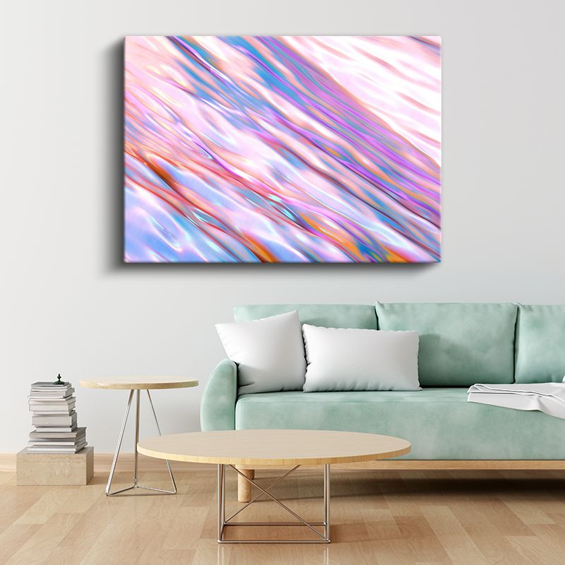 Renkli Akış - Pembe Mavi Diagonal Çizgiler Kanvas Tablo