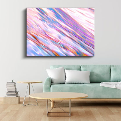 Renkli Akış - Pembe Mavi Diagonal Çizgiler Kanvas Tablo