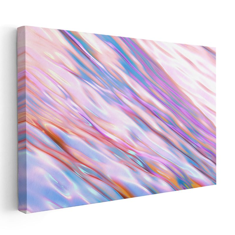 Renkli Akış - Pembe Mavi Diagonal Çizgiler Kanvas Tablo