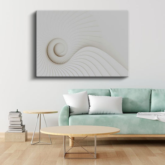 Minimalist Spiral - Beyaz Tonlarda Sonsuzluk Formu Kanvas Tablo