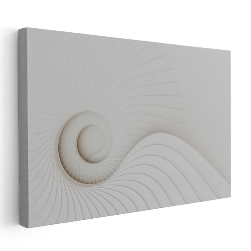 Minimalist Spiral - Beyaz Tonlarda Sonsuzluk Formu Kanvas Tablo