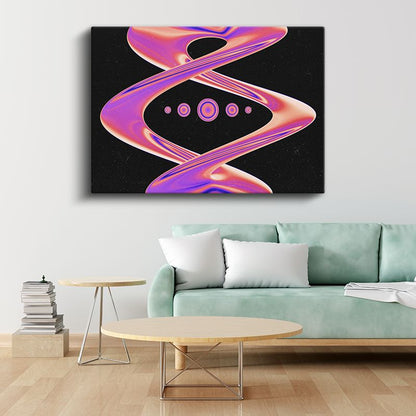 Sonsuzluk Dansı - Mor Neon Işıltılı Geometrik Soyut Kanvas Tablo