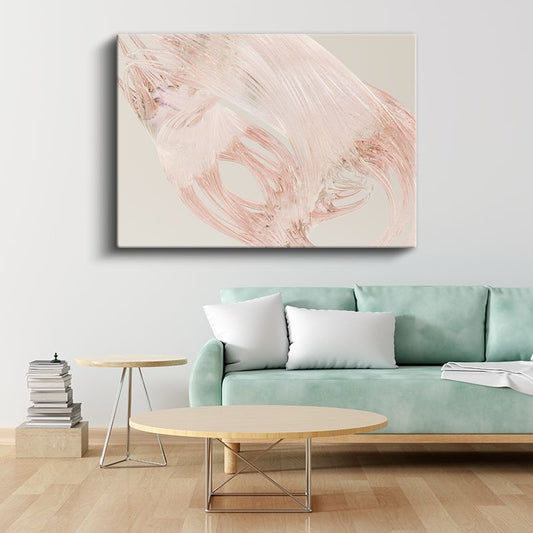 Zarif Akış - Pembe Fırça Darbeleri Minimalist Kanvas Tablo