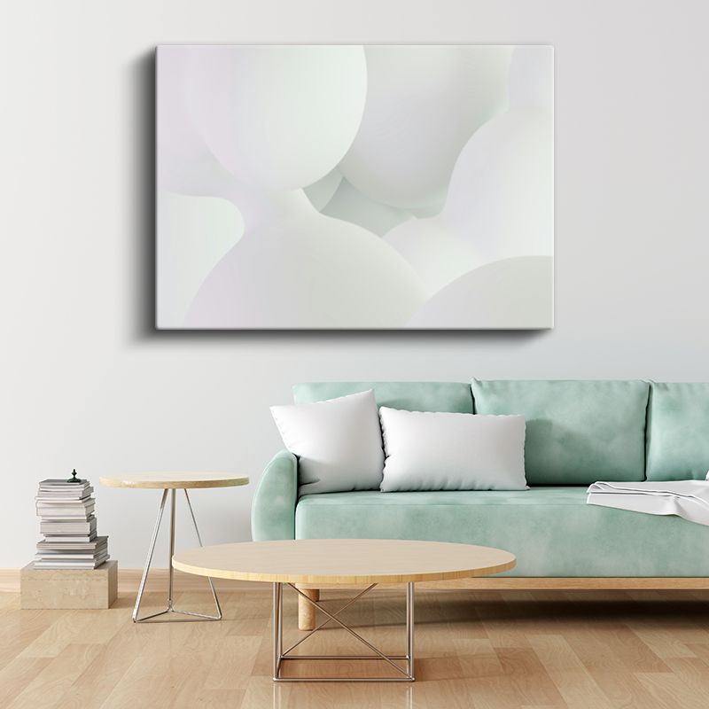 Beyaz Huzur - Minimalist Yumuşak Formlar Monokrom Kanvas Tablo