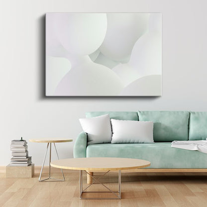 Beyaz Huzur - Minimalist Yumuşak Formlar Monokrom Kanvas Tablo