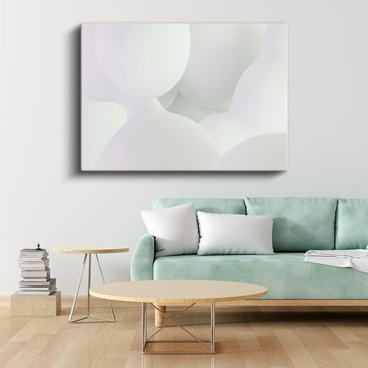 Beyaz Huzur - Minimalist Yumuşak Formlar Monokrom Kanvas Tablo