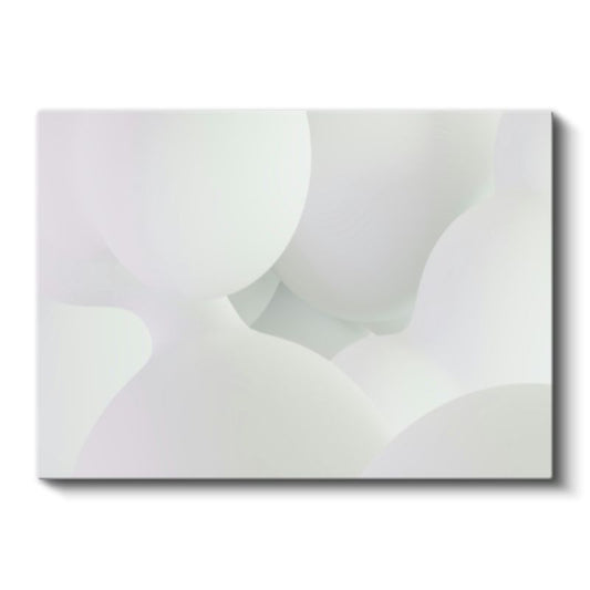 Beyaz Huzur - Minimalist Yumuşak Formlar Monokrom Kanvas Tablo