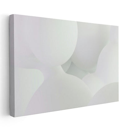 Beyaz Huzur - Minimalist Yumuşak Formlar Monokrom Kanvas Tablo
