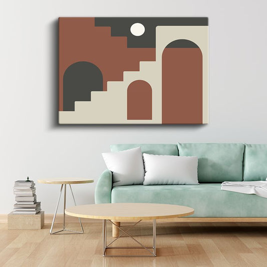 Geometrik Mimari - Toprak Tonları Modern Soyut Yapı Kanvas Tablo