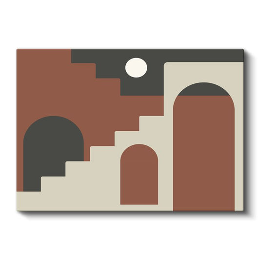 Geometrik Mimari - Toprak Tonları Modern Soyut Yapı Kanvas Tablo