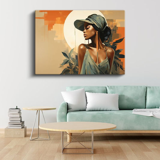 Zarafet Portresi - Modern Vektörel Stil Kanvas Tablo