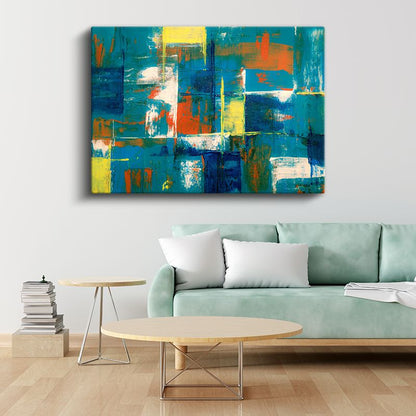 Geometrik Mozaik - Canlı Renkli Soyut Kompozisyon Kanvas Tablo