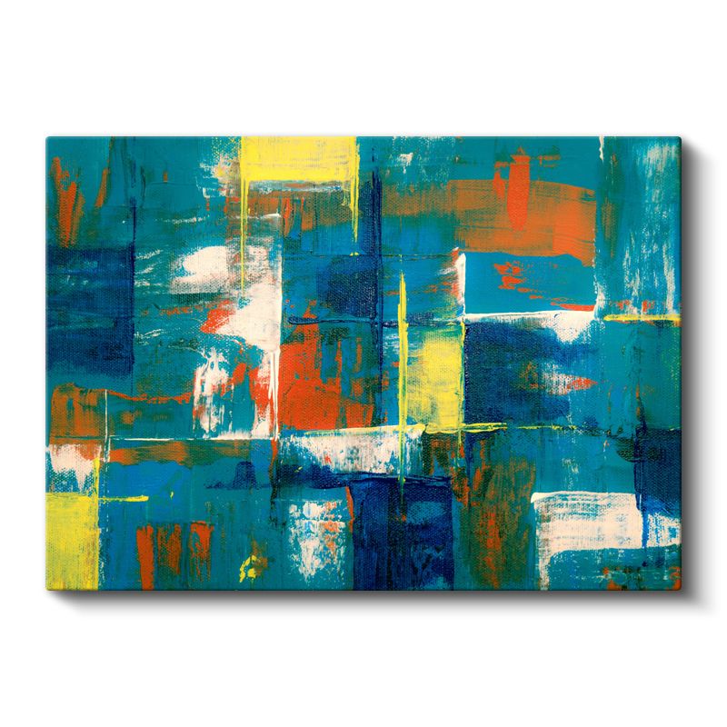 Geometrik Mozaik - Canlı Renkli Soyut Kompozisyon Kanvas Tablo