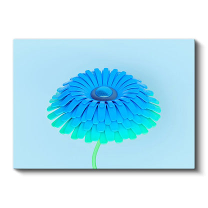 Mavi Çiçek - 3D Vektörel Çiçek Tasarımı Kanvas Tablo