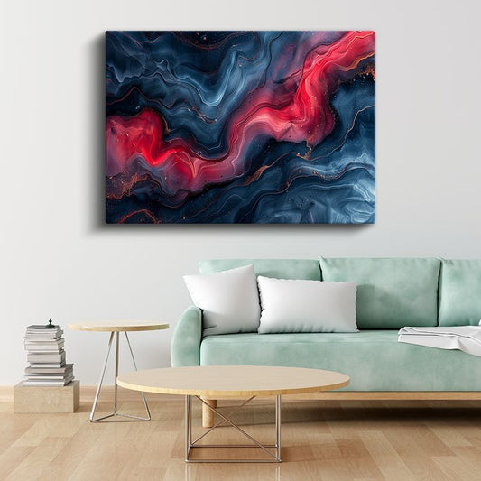 Kozmik Dalga - Akışkan Formlu Altın Detaylı Kanvas Tablo