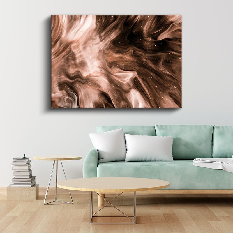 Kahve Dalgaları - Mermer Efektli Soyut Akış Kanvas Tablo