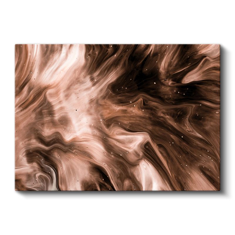 Kahve Dalgaları - Mermer Efektli Soyut Akış Kanvas Tablo