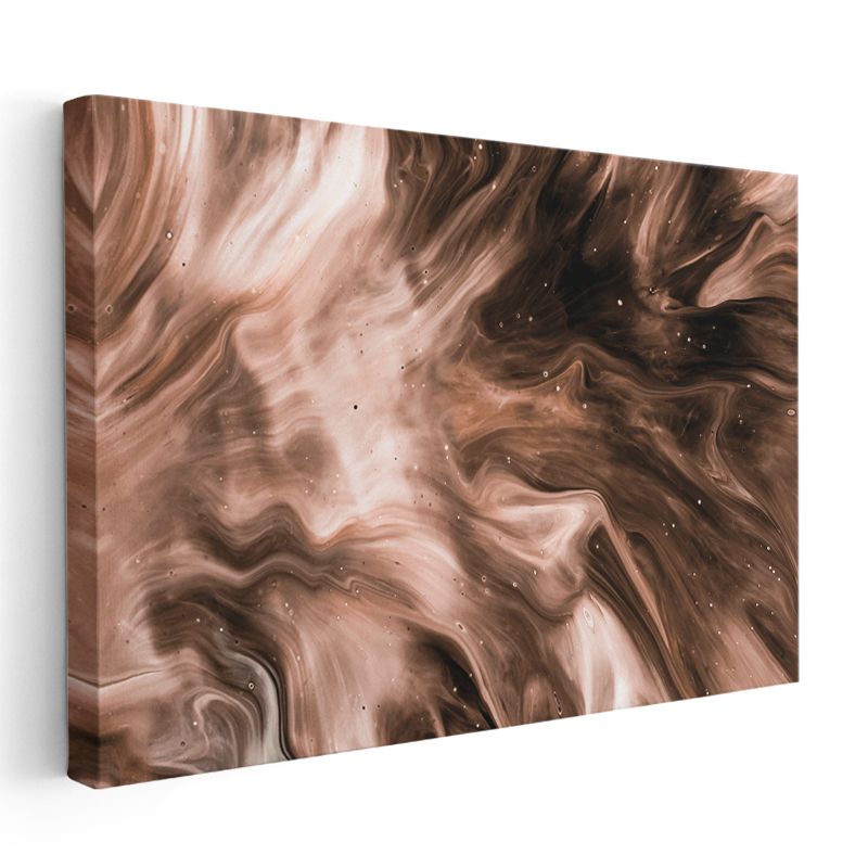 Kahve Dalgaları - Mermer Efektli Soyut Akış Kanvas Tablo