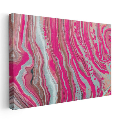 Pembe Akış - Dikey Çizgili Soyut Kompozisyon Kanvas Tablo