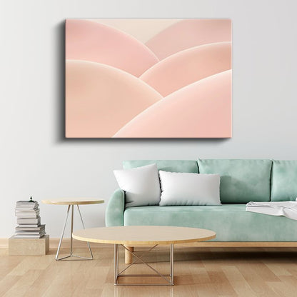 Yumuşak Dalgalar - Pembe Tonlarında Minimalist Geometri Kanvas Tablo