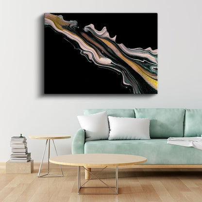Akışkan Hareket - Çarpıcı Renk Kontrastlı Soyut Dalgalar Kanvas Tablo