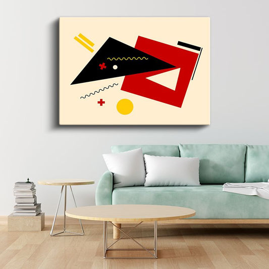 Geometrik Denge - Modern Bauhaus Stilinde Soyut Kompozisyon Kanvas Tablo