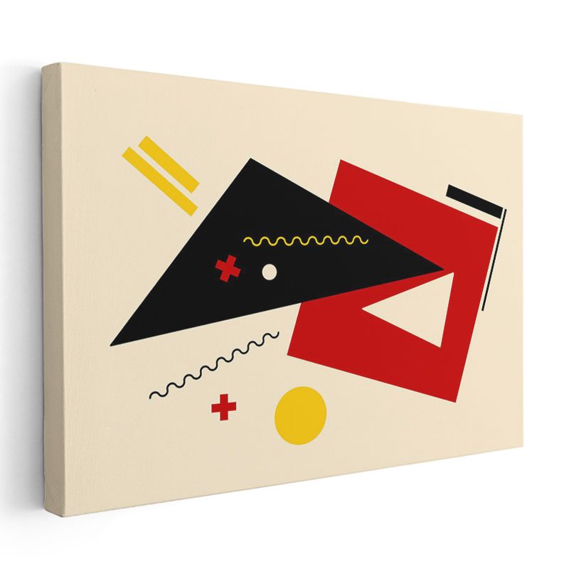 Geometrik Denge - Modern Bauhaus Stilinde Soyut Kompozisyon Kanvas Tablo