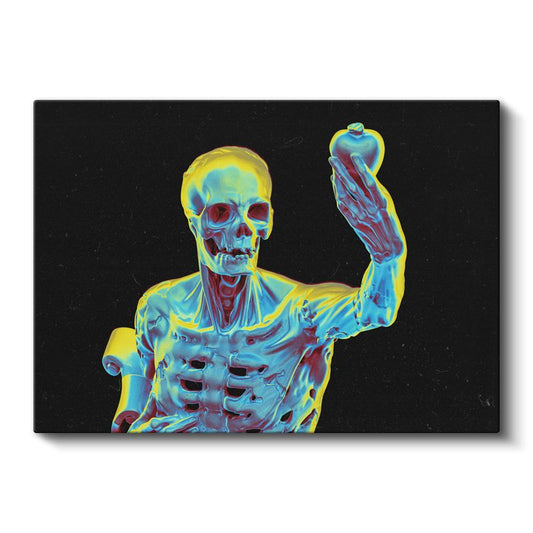 Neon İskelet - Çarpıcı Renklerde Dijital Sanat Kanvas Tablo
