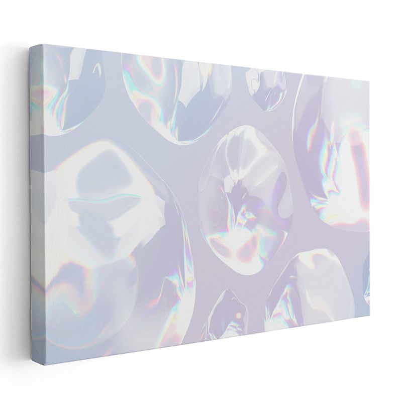 Holografik Evren - Işıltılı Oval Formlar Kanvas Tablo
