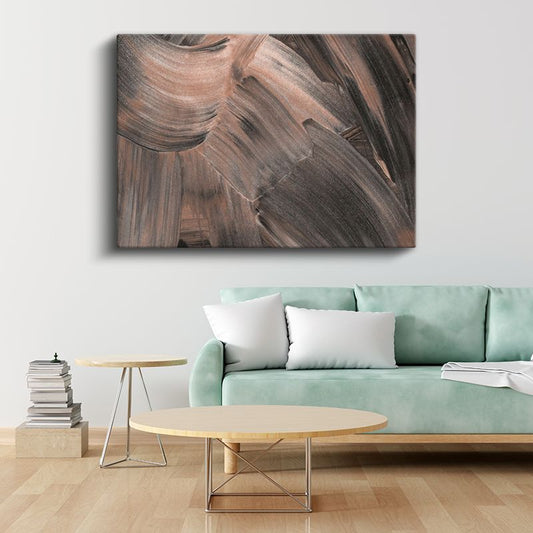 Fırça Dinamizmi - Kahverengi Tonlarında Ekspresif Darbeler Kanvas Tablo