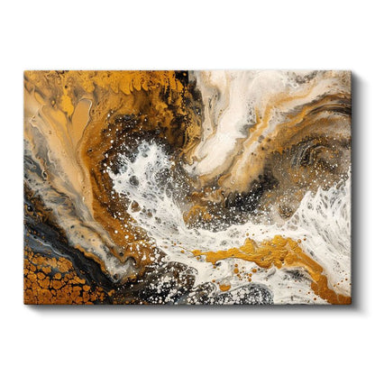 Altın Akış - Lüks Mermer Efektli Soyut Kompozisyon Kanvas Tablo