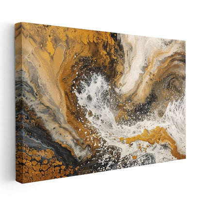 Altın Akış - Lüks Mermer Efektli Soyut Kompozisyon Kanvas Tablo