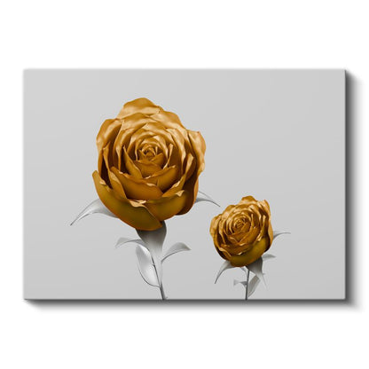 Altın Güller - Metalik Zarafet Minimalist Kanvas Tablo
