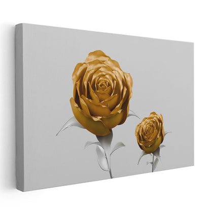 Altın Güller - Metalik Zarafet Minimalist Kanvas Tablo