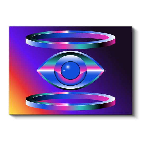 Kozmik Göz - Futuristik Neon Geometri Kanvas Tablo