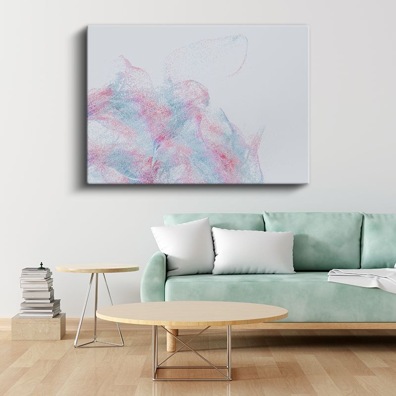 Pembe Mavi Parçacıklar - Uçuşan Toz Bulutu Kanvas Tablo