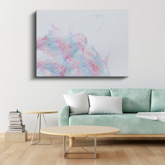 Pembe Mavi Parçacıklar - Uçuşan Toz Bulutu Kanvas Tablo