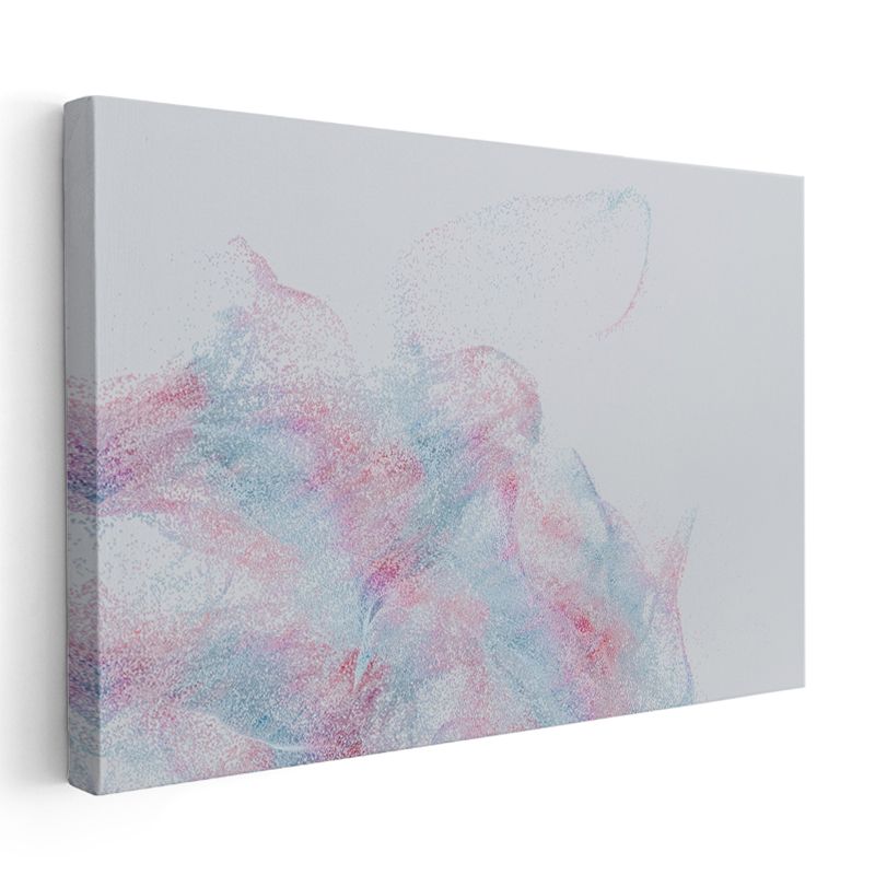 Pembe Mavi Parçacıklar - Uçuşan Toz Bulutu Kanvas Tablo