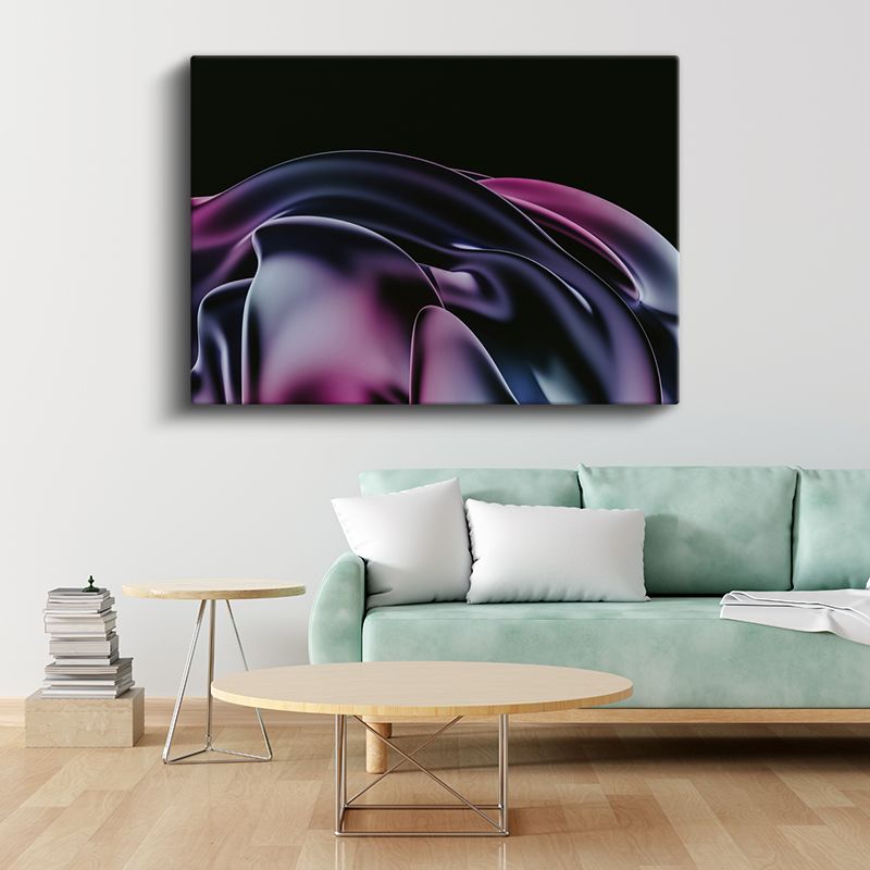 Mor İpek Dalgaları - Akışkan Form Soyut Kanvas Tablo