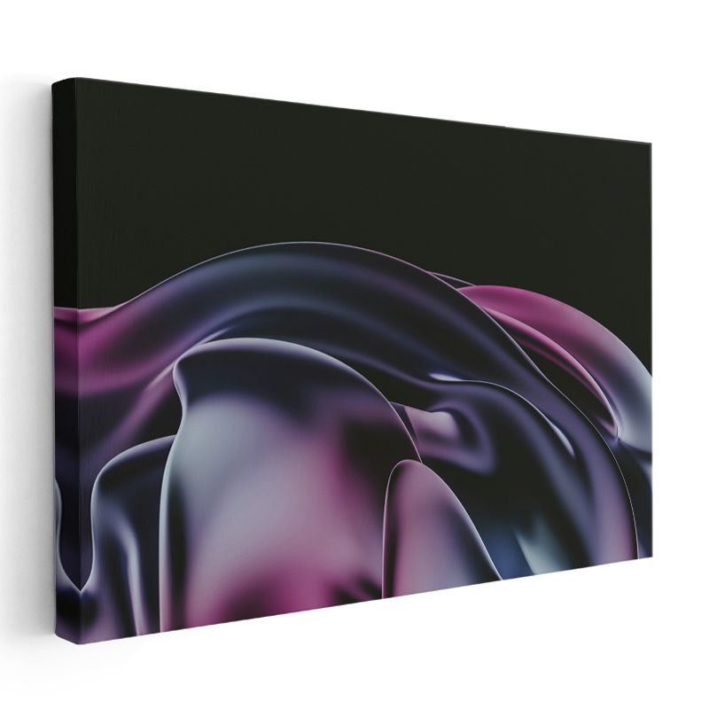 Mor İpek Dalgaları - Akışkan Form Soyut Kanvas Tablo