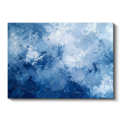 Mavi Okyanus Soyutlaması - Dinamik Fırça Darbeleri Kanvas Tablo