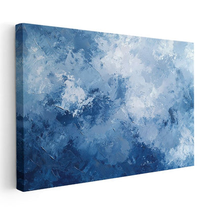 Mavi Okyanus Soyutlaması - Dinamik Fırça Darbeleri Kanvas Tablo