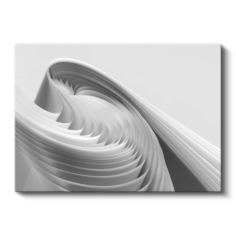 Minimalist Spiral - Beyaz Katmanlı Geometrik Form Kanvas Tablo